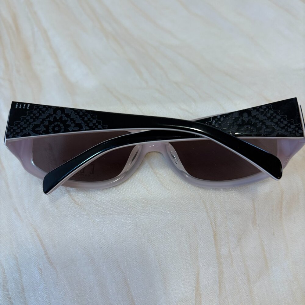 NEW ELLE EL 18874‎ COLOR-BK BLACK WHITE AUTHENTIC FRAMED SUNGLASSES 57-16 - Picture 8 of 9